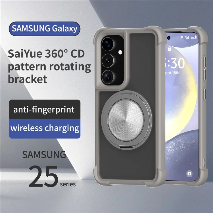 Capa compatível com Samsung Galaxy S25 / S24 com MagSafe, suporte de CD, veias, TPU + PC - Cinza