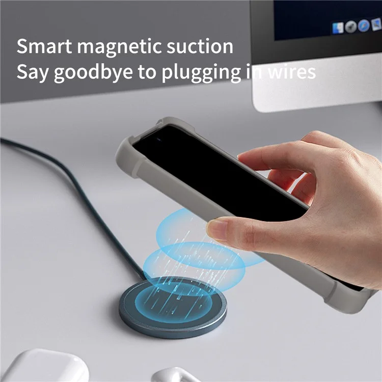 Capa compatível com Samsung Galaxy S25 / S24 com MagSafe, suporte de CD, veias, TPU + PC - Cinza