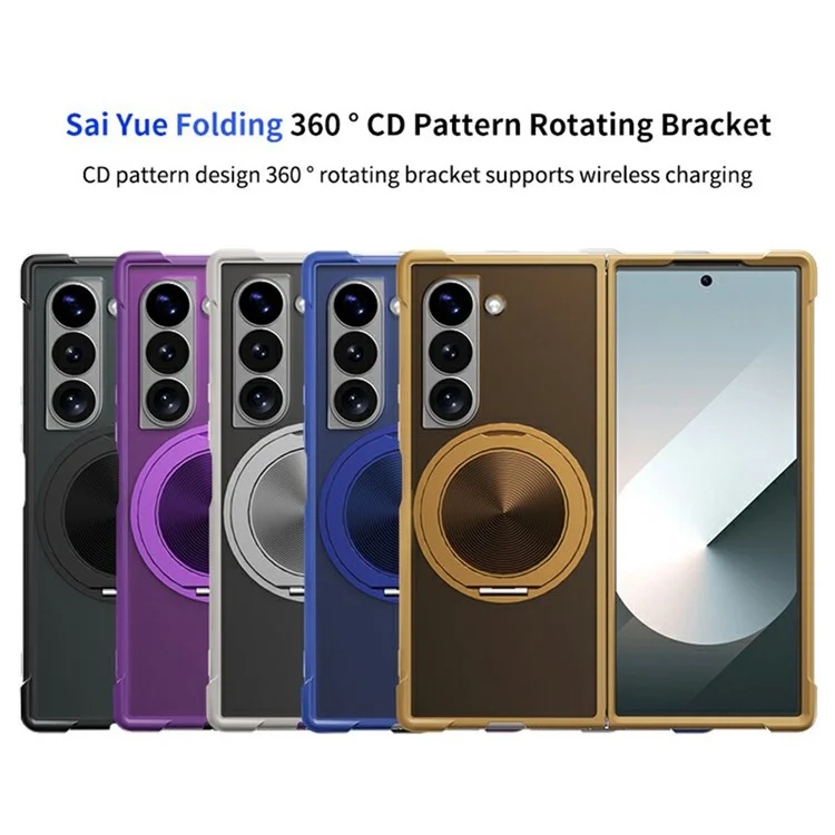 For Samsung Galaxy Z Fold5 5G Case Compatible with MagSafe CD Vein Kickstand TPU + PC Phone Cover - Purple
