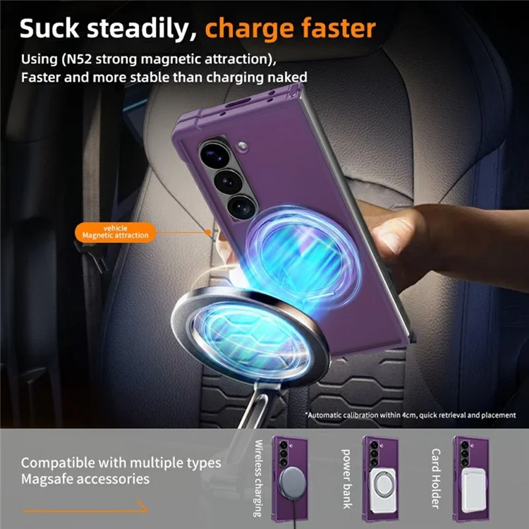 For Samsung Galaxy Z Fold5 5G Case Compatible with MagSafe CD Vein Kickstand TPU + PC Phone Cover - Purple