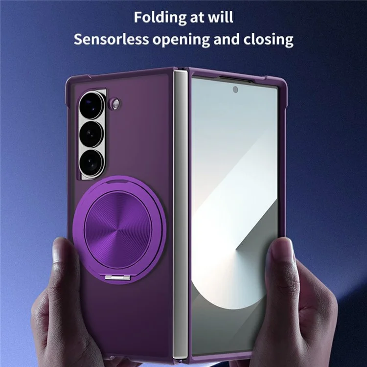 For Samsung Galaxy Z Fold5 5G Case Compatible with MagSafe CD Vein Kickstand TPU + PC Phone Cover - Purple