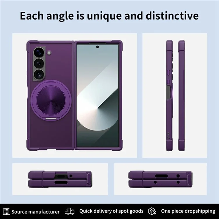 For Samsung Galaxy Z Fold5 5G Case Compatible with MagSafe CD Vein Kickstand TPU + PC Phone Cover - Purple