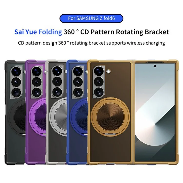 For Samsung Galaxy Z Fold6 5G Case Compatible with MagSafe CD Vein Kickstand TPU + PC Phone Cover - Purple