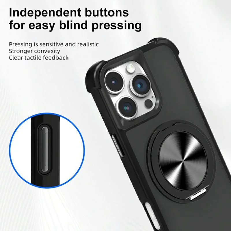 Funda para iPhone 15 Compatible con MagSafe, Diseño de Venas de CD, Soporte Plegable, TPU + PC - Negro
