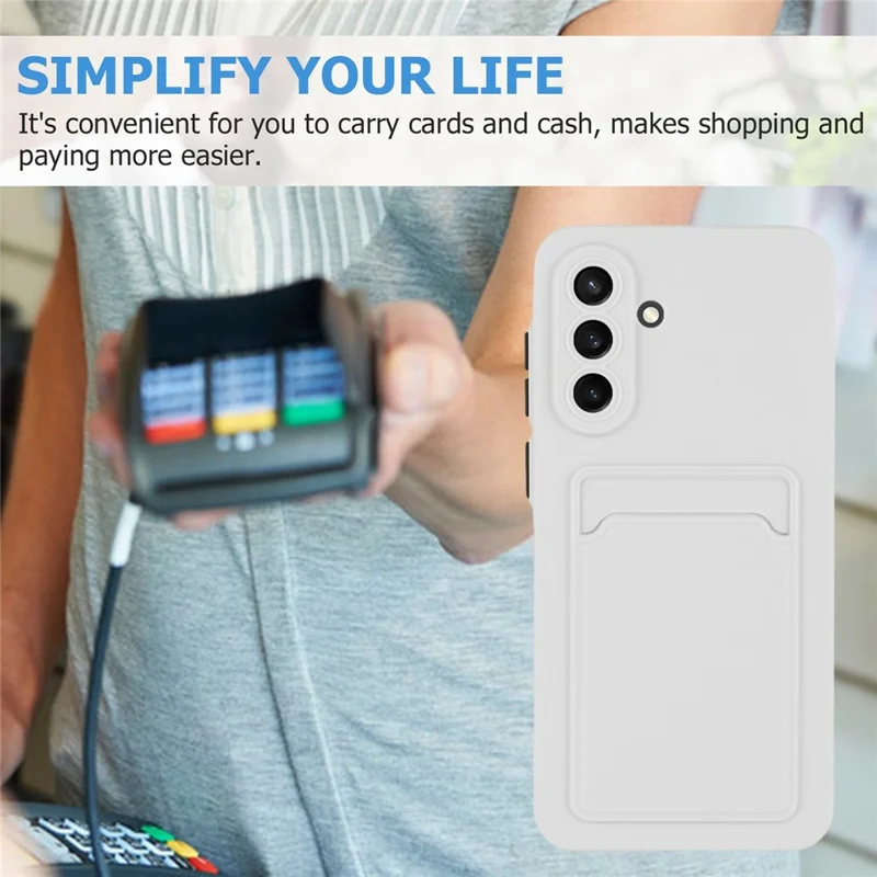 For Samsung Galaxy A36 5G Case Card Slot Matte Fingerprint-Free Back Cover - White