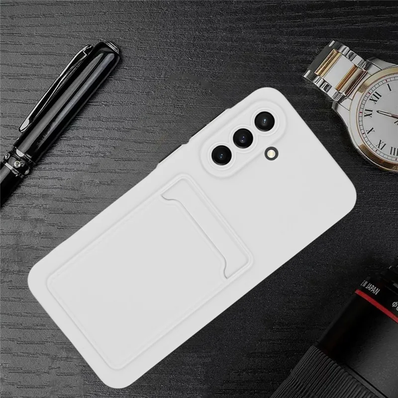 Voor Samsung Galaxy A56 5G hoesje met kaartslot matte vingerafdrukbestendige achterkant - Wit