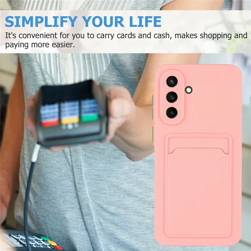 For Samsung Galaxy A56 5G Case Card Slot Matte Fingerprint-Free Back Cover - Pink