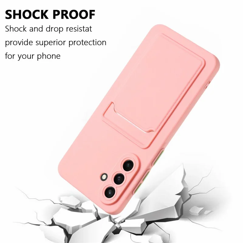 For Samsung Galaxy A56 5G Case Card Slot Matte Fingerprint-Free Back Cover - Pink
