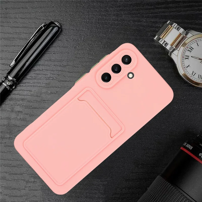 For Samsung Galaxy A56 5G Case Card Slot Matte Fingerprint-Free Back Cover - Pink