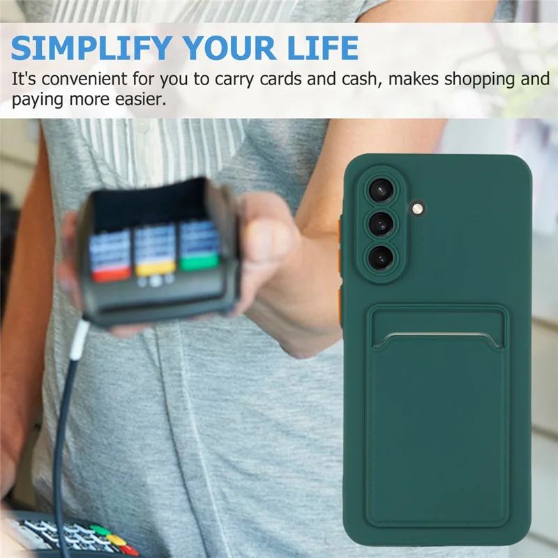 For Samsung Galaxy A56 5G Case Card Slot Matte Fingerprint-Free Back Cover - Green