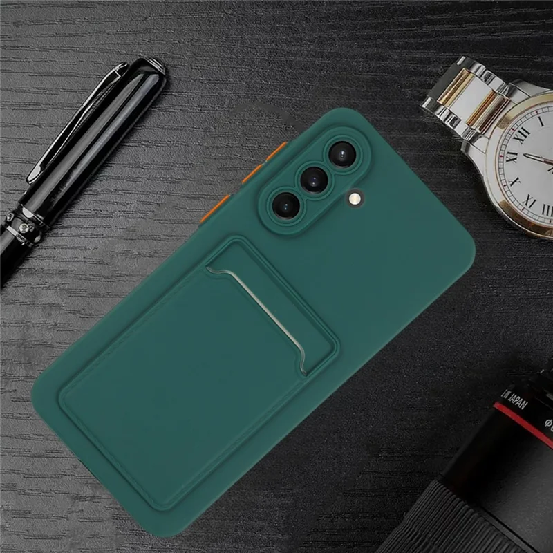 For Samsung Galaxy A56 5G Case Card Slot Matte Fingerprint-Free Back Cover - Green