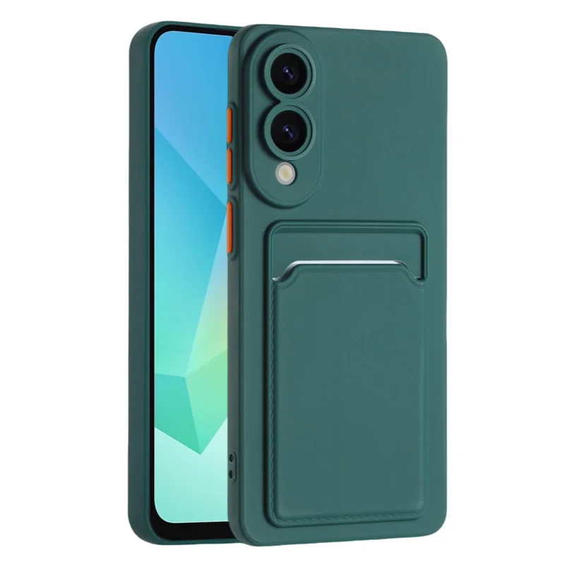 For Samsung Galaxy S25 Edge Case Card Slot Matte Fingerprint-Free Back Cover - Green