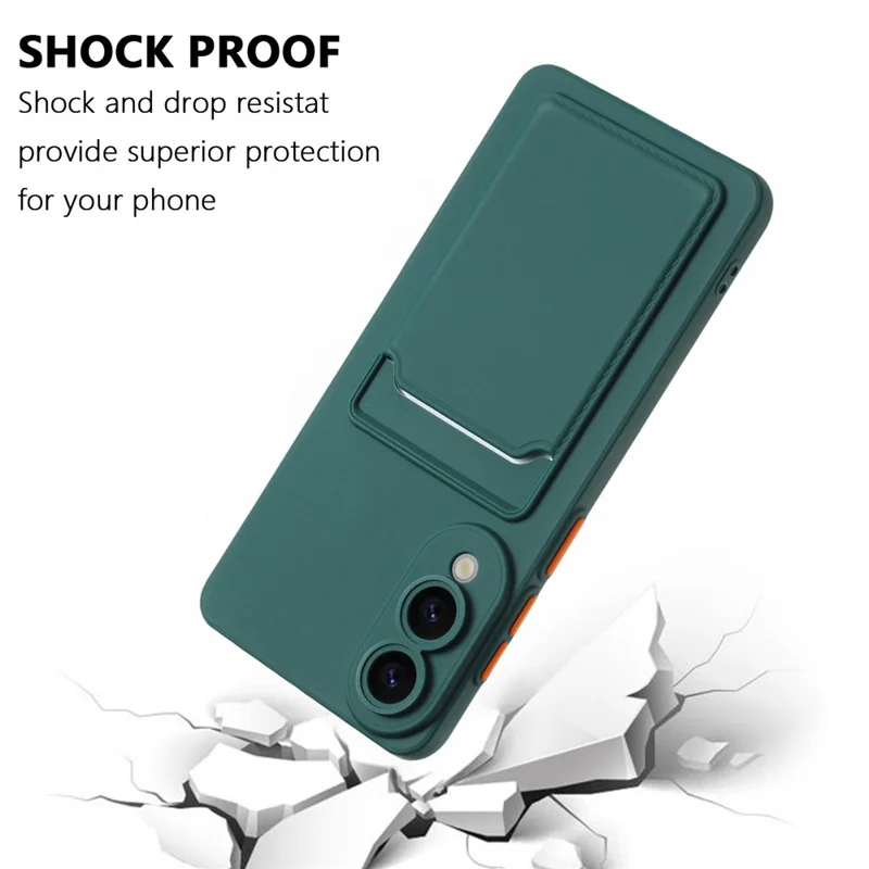 For Samsung Galaxy S25 Edge Case Card Slot Matte Fingerprint-Free Back Cover - Green