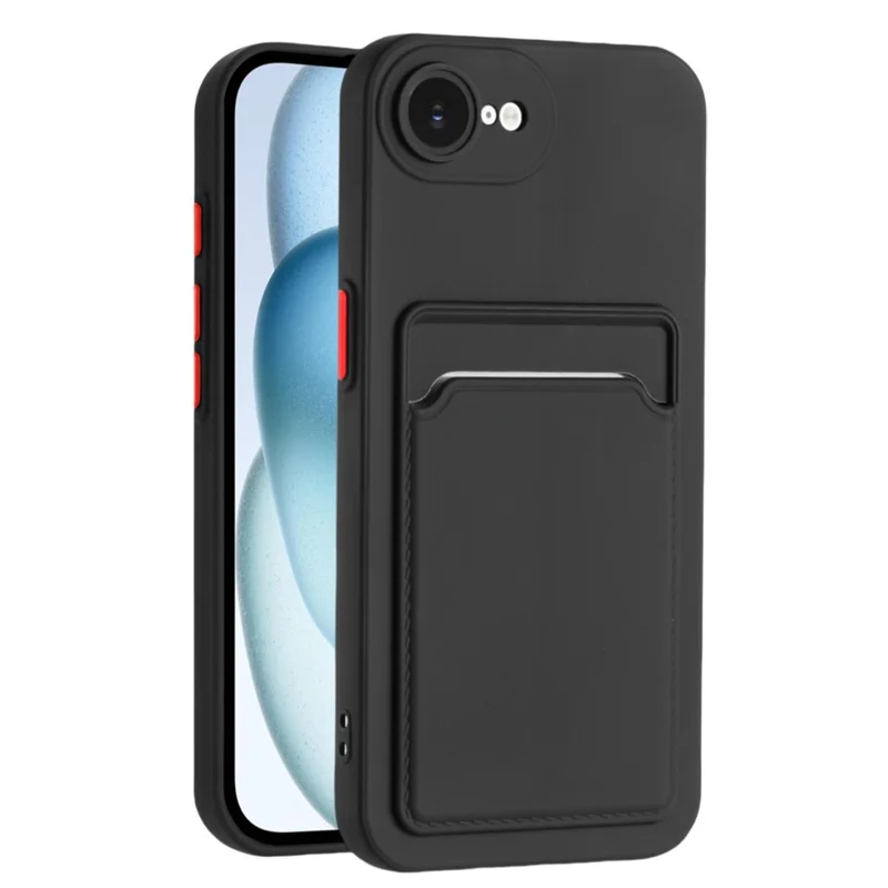 For iPhone 17e / 16e Case Card Slot Matte Fingerprint-Free Back Cover - Black