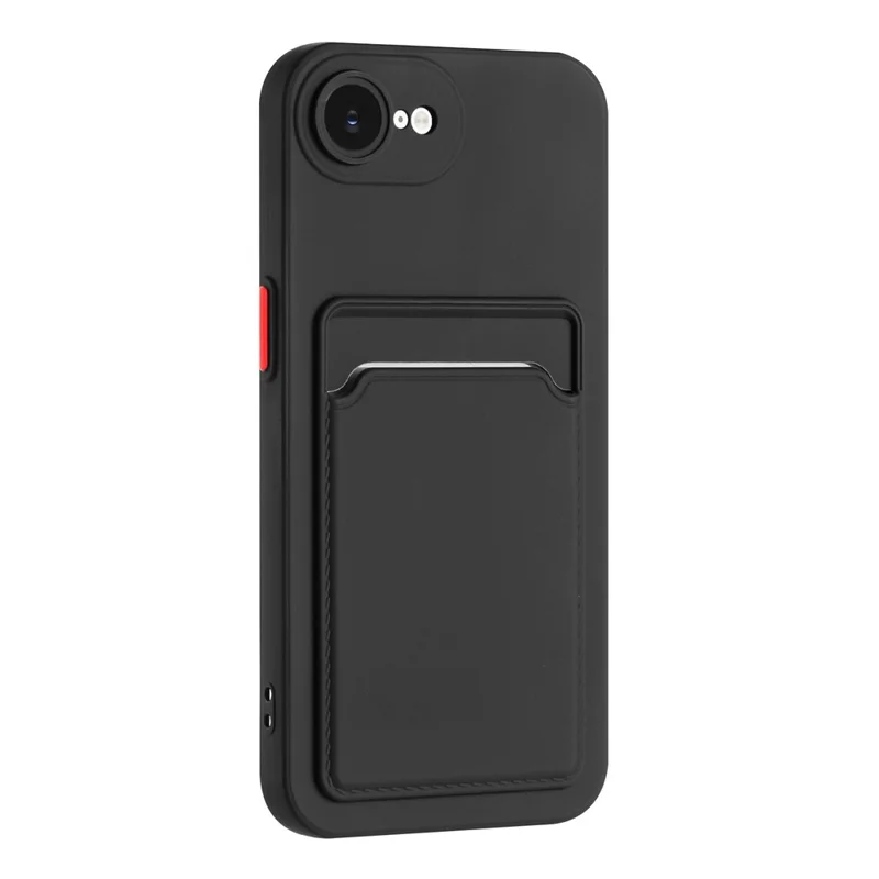 For iPhone 17e / 16e Case Card Slot Matte Fingerprint-Free Back Cover - Black