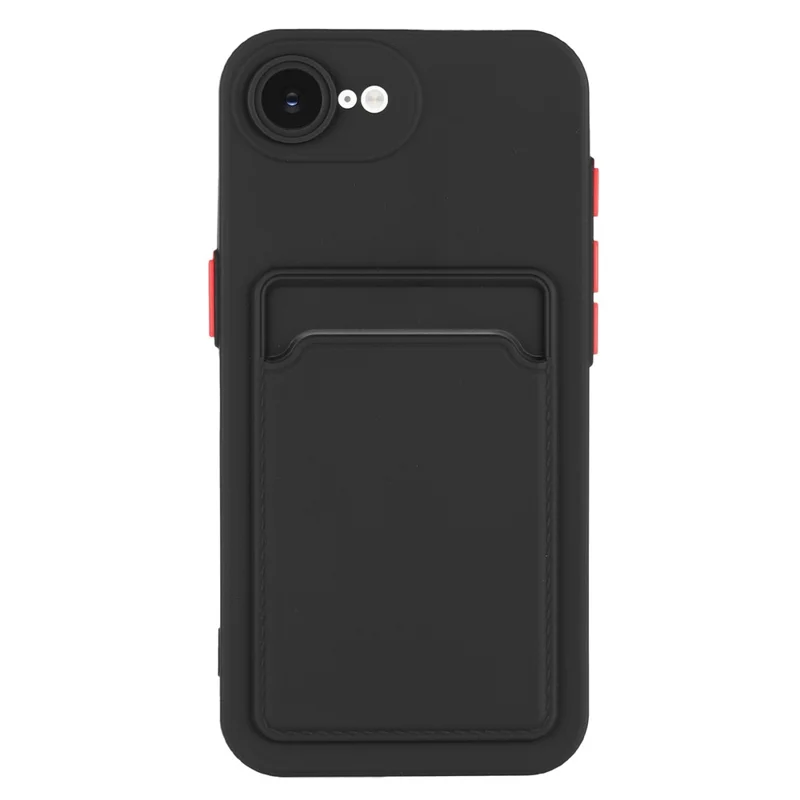 For iPhone 17e / 16e Case Card Slot Matte Fingerprint-Free Back Cover - Black