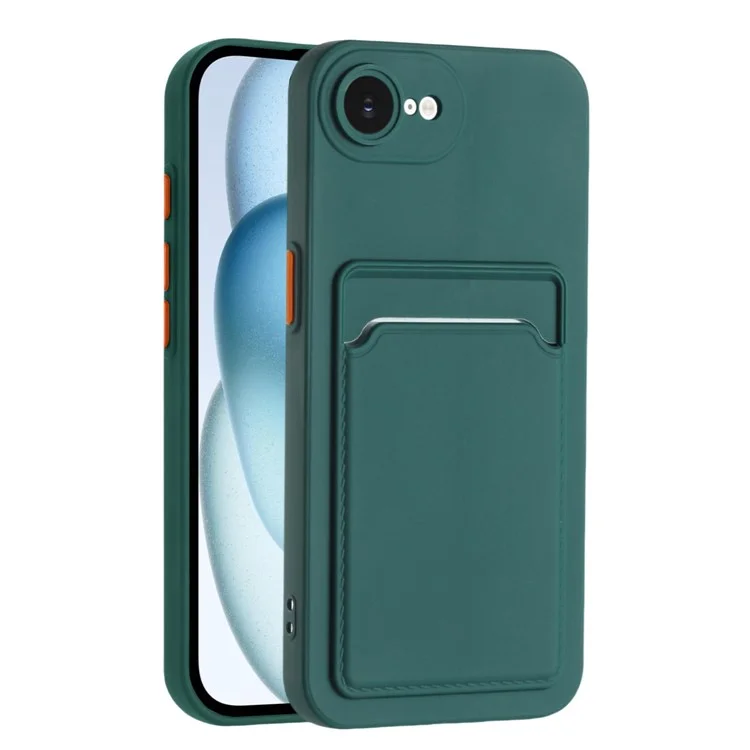 For iPhone 16e Case Card Slot Matte Fingerprint-Free Back Cover - Green