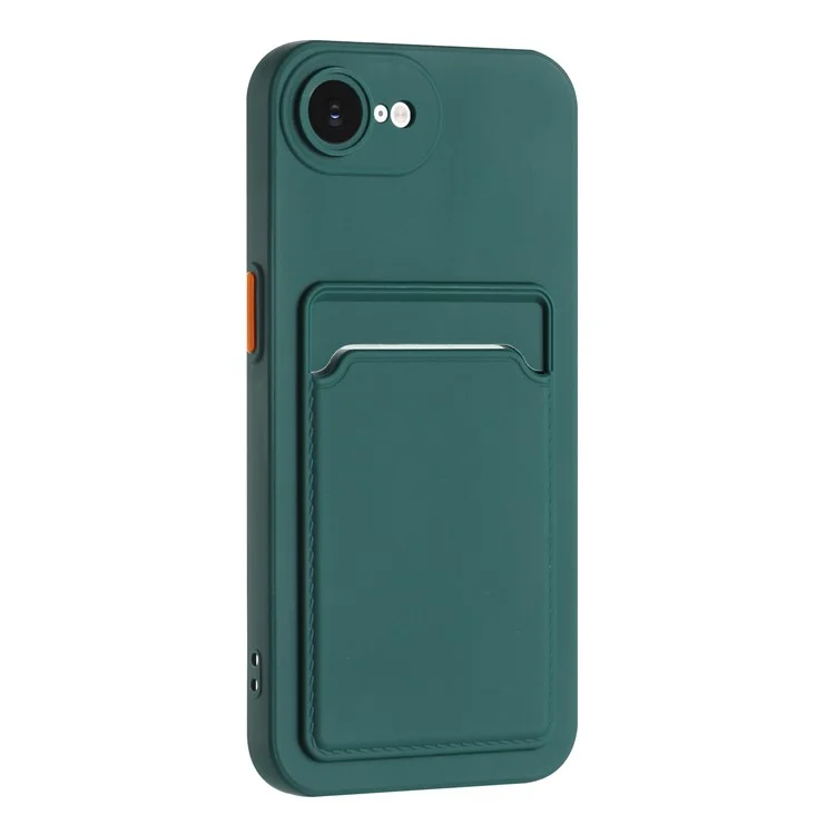 For iPhone 16e Case Card Slot Matte Fingerprint-Free Back Cover - Green