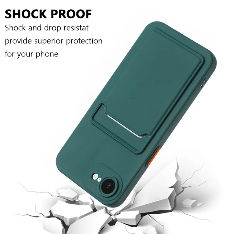 For iPhone 16e Case Card Slot Matte Fingerprint-Free Back Cover - Green