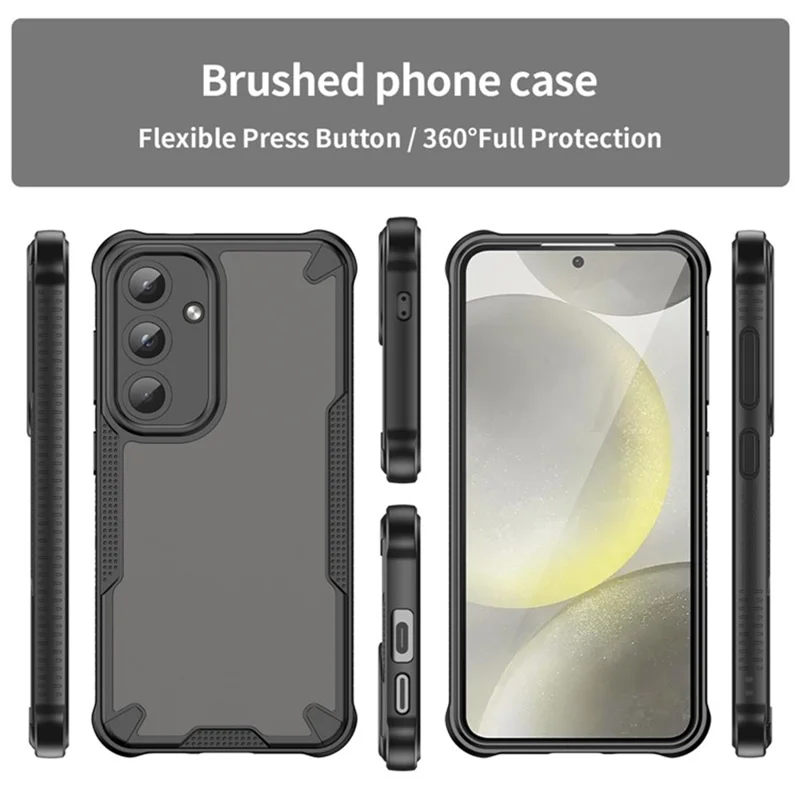 WANLONFENG MFFJ2 Series For Samsung Galaxy S25 Back Cover with 2PCS Tempered Glass TPU + Acrylic Phone Case - Black