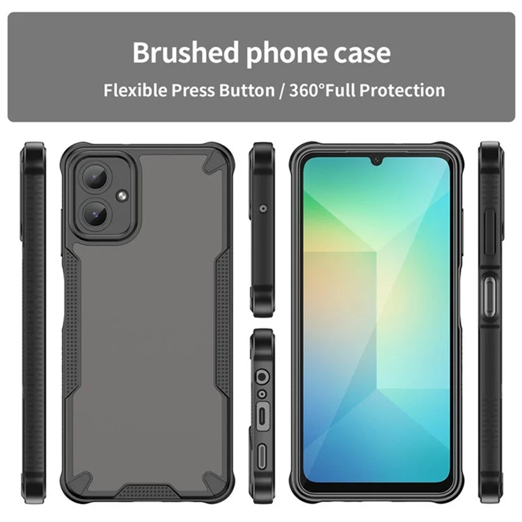 WANLONFENG MFFJ2 Series For Samsung Galaxy A06 4G Back Cover with 2PCS Tempered Glass TPU + Acrylic Phone Case - Black