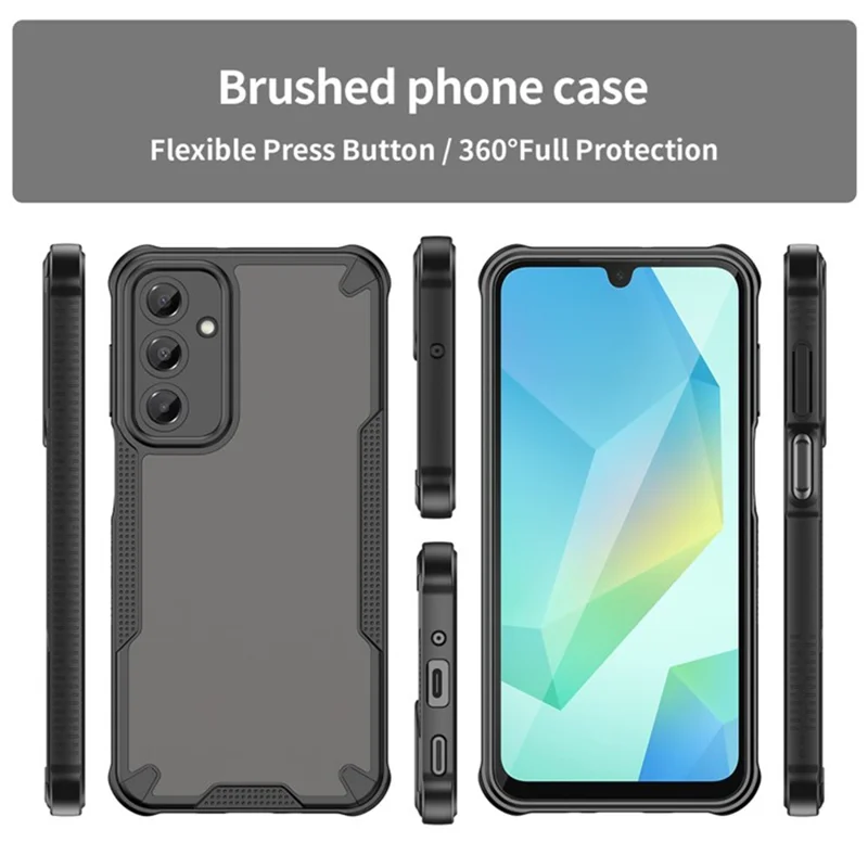 WANLONFENG MFFJ2 Series For Samsung Galaxy A16 4G  /  5G Back Cover with 2PCS Tempered Glass TPU + Acrylic Phone Case - Black