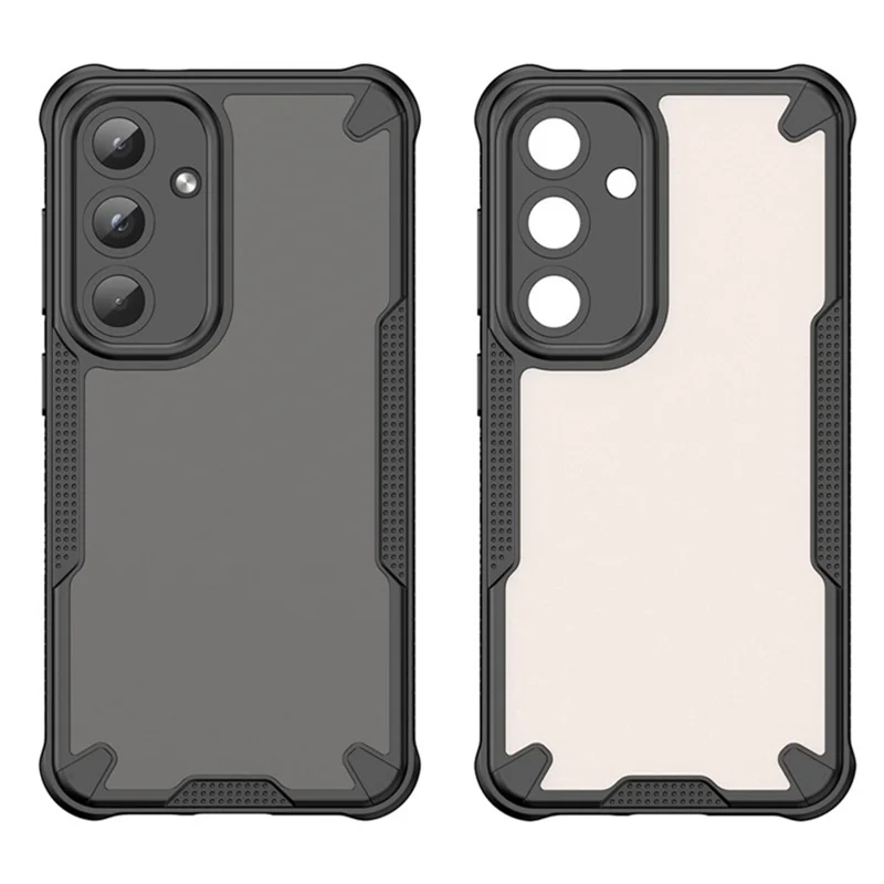 WANLONFENG MFFJ2 Series For Samsung Galaxy S24 Back Cover with 2PCS Tempered Glass TPU + Acrylic Phone Case - Black