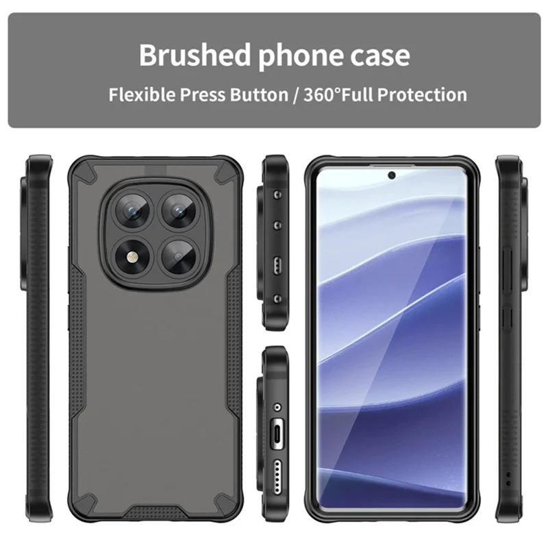 WANLONFENG MFFJ2 Series For Xiaomi Redmi Note 14 Pro 5G  /  Poco X7 5G Back Cover with 2PCS Tempered Glass TPU + Acrylic Phone Case - Black