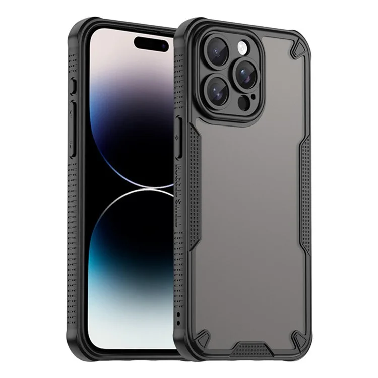 WANLONFENG MFFJ2 Series For iPhone 14 Pro Back Cover with 2PCS Tempered Glass TPU + Acrylic Phone Case - Black