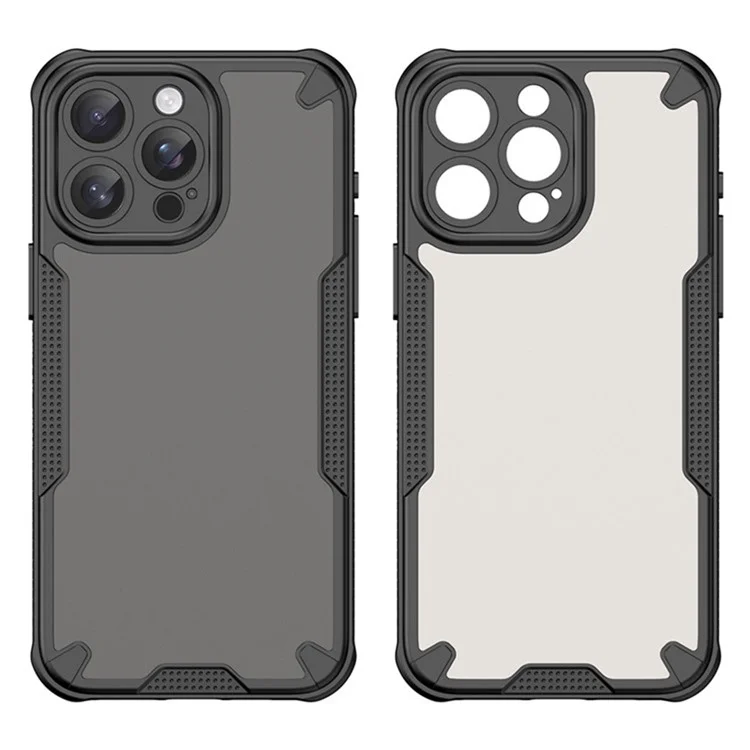 WANLONFENG MFFJ2 Series For iPhone 14 Pro Back Cover with 2PCS Tempered Glass TPU + Acrylic Phone Case - Black