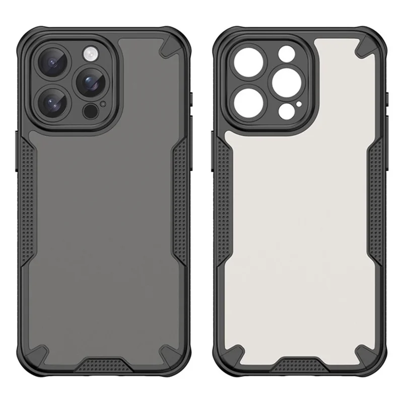 WANLONFENG MFFJ2 Series For iPhone 15 Pro Max Back Cover with 2PCS Tempered Glass TPU + Acrylic Phone Case - Black