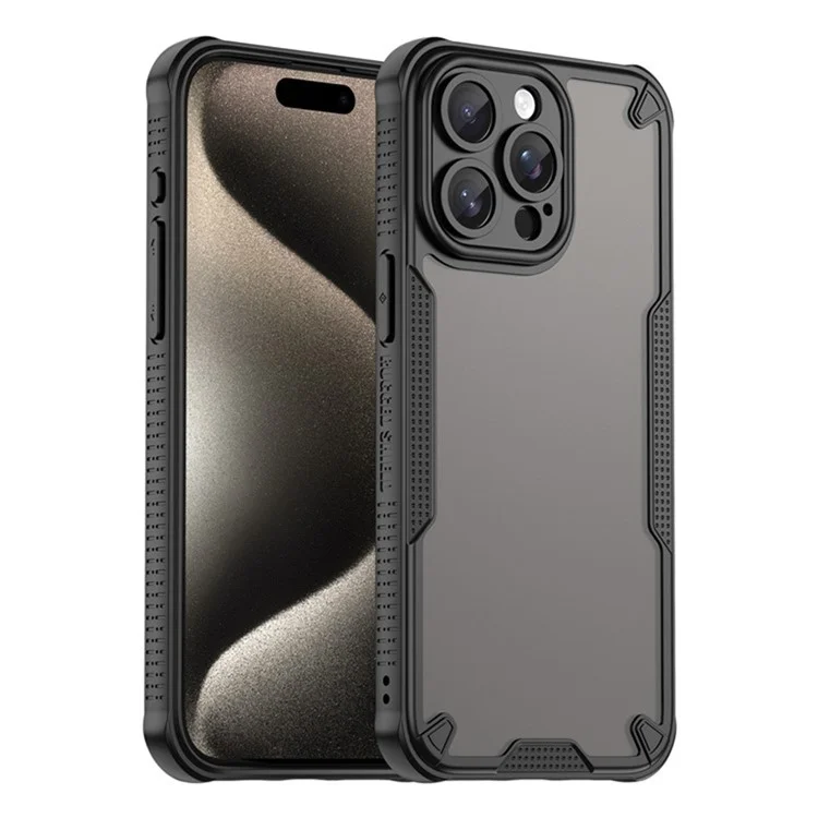 WANLONFENG MFFJ2 Series For iPhone 15 Pro Back Cover with 2PCS Tempered Glass TPU + Acrylic Phone Case - Black