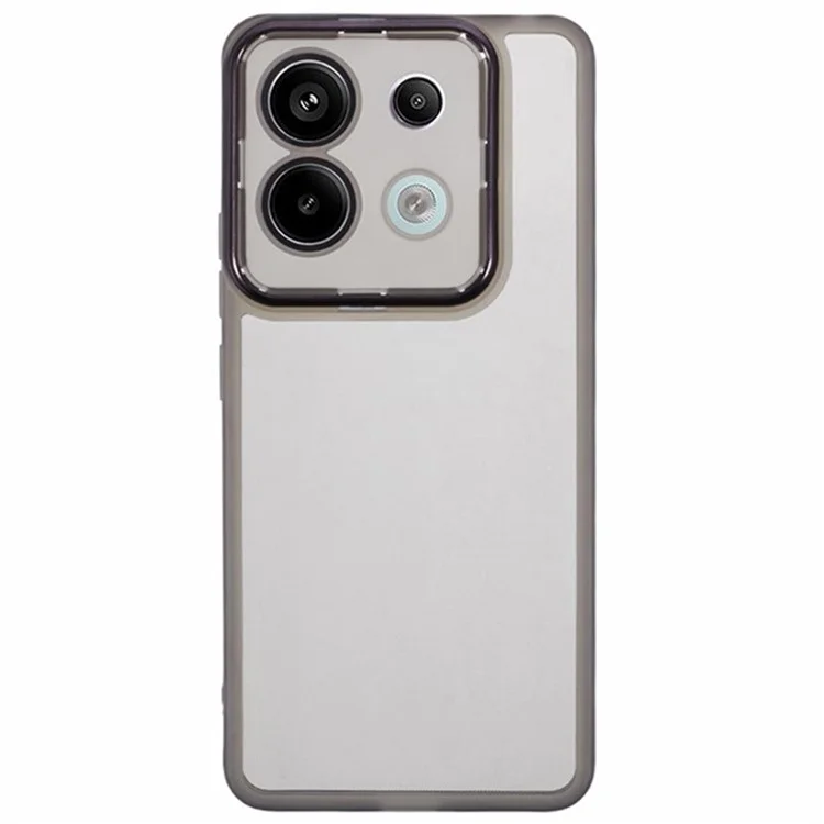 WANLONFENG DKSM2 Series For Xiaomi Redmi Note 13 Pro 5G Case TPU Clear Phone Cover with 2Pcs Screen Film  /  Electroplated Lens Frame - Transparent Black