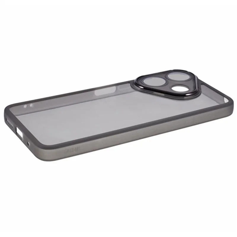 WANLONFENG DKSM2 Series Clear Case for Xiaomi Redmi 13 4G  /  13 5G TPU Phone Cover with 2Pcs Screen Film  /  Electroplated Lens Frame - Transparent Black