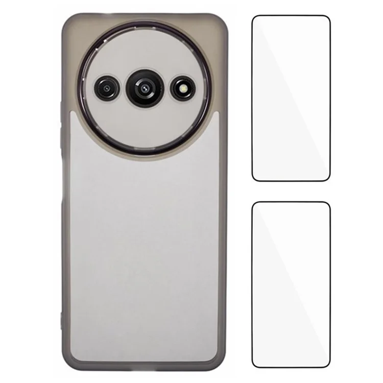 WANLONFENG DKSM2 Série Capa Transparente para Xiaomi Redmi A3 4G / Poco C61 4G Capa de Celular TPU com 2 Películas de Proteção de Tela - Preto Transparente