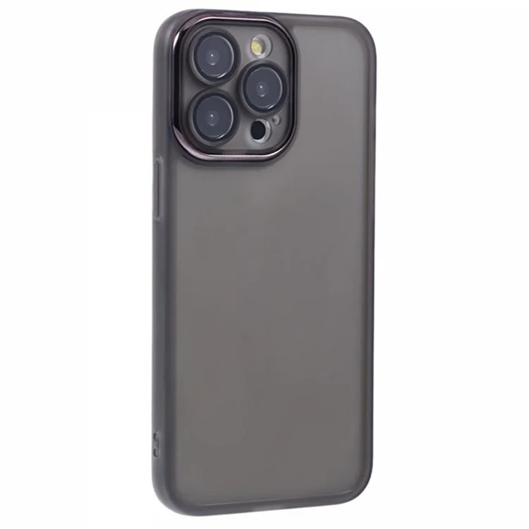 WANLONFENG DKSM2 Série Coque en TPU Transparente pour iPhone 14 Pro Max avec 2 Films de Protection d'Écran / Cadre d'Objectif Électrolytique - Noir Transparent
