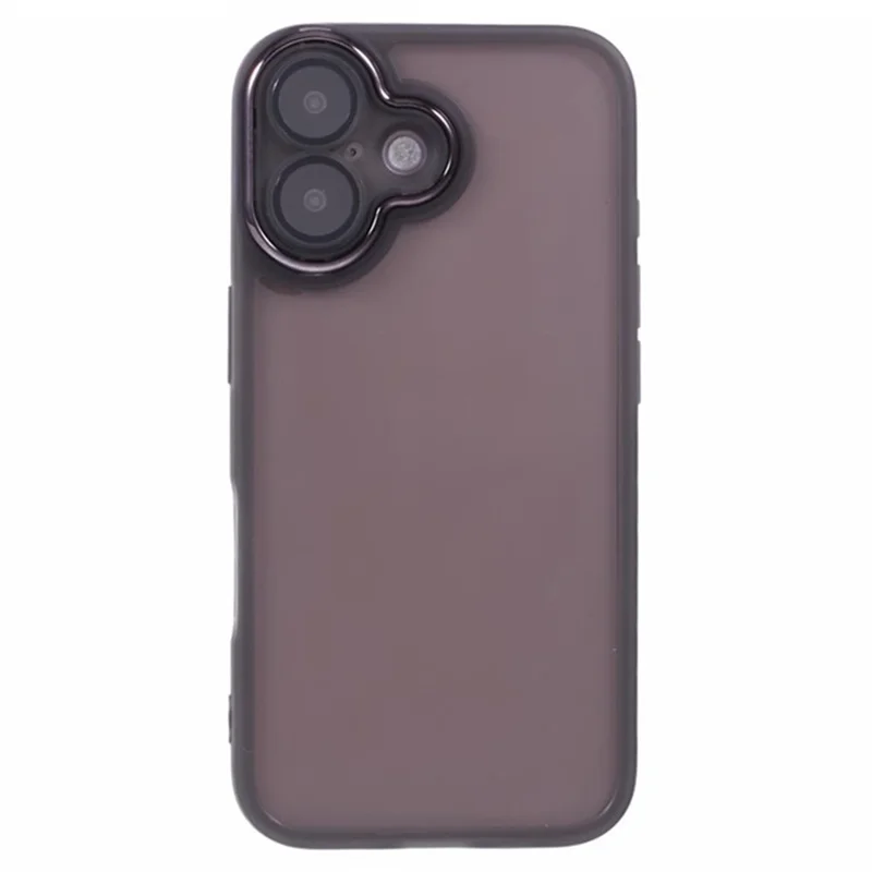 WANLONFENG DKSM2 Series For iPhone 16 Plus Case TPU Clear Phone Cover with 2Pcs Screen Film / Electroplated Lens Frame - Transparent Black