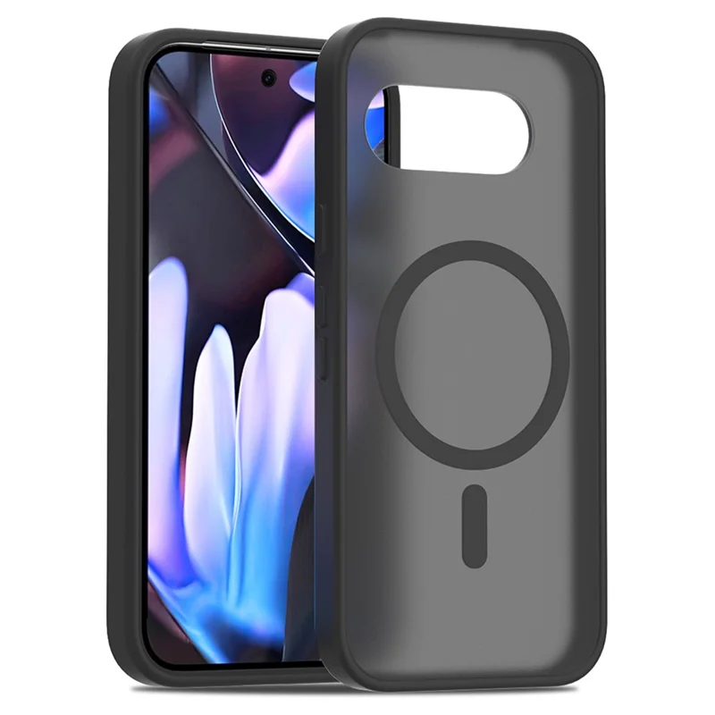 For Google Pixel 9a Magnetic Case TPU Frame Acrylic Back Phone Cover Skin Touch - Black
