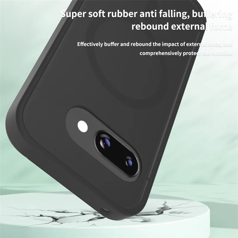 For Google Pixel 9a Magnetic Case TPU Frame Acrylic Back Phone Cover Skin Touch - Black