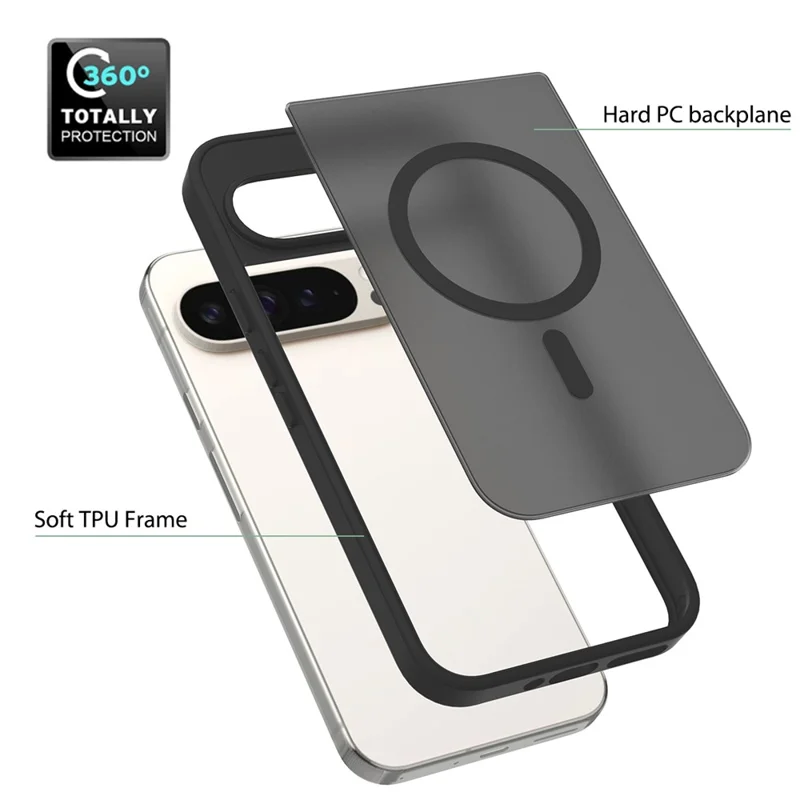 For Google Pixel 9 Pro XL Magnetic Case TPU Frame Acrylic Back Phone Cover Skin Touch - Blue