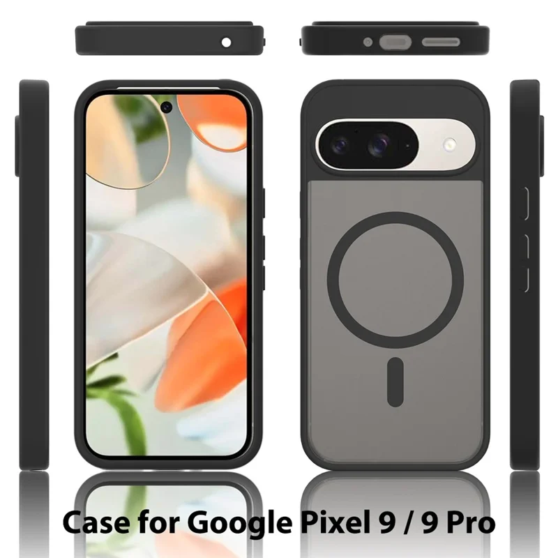 Funda para Google Pixel 9 / 9 Pro Compatible con MagSafe, Marco de TPU, Parte Trasera de Acrílico, Protector de Teléfono - Negro