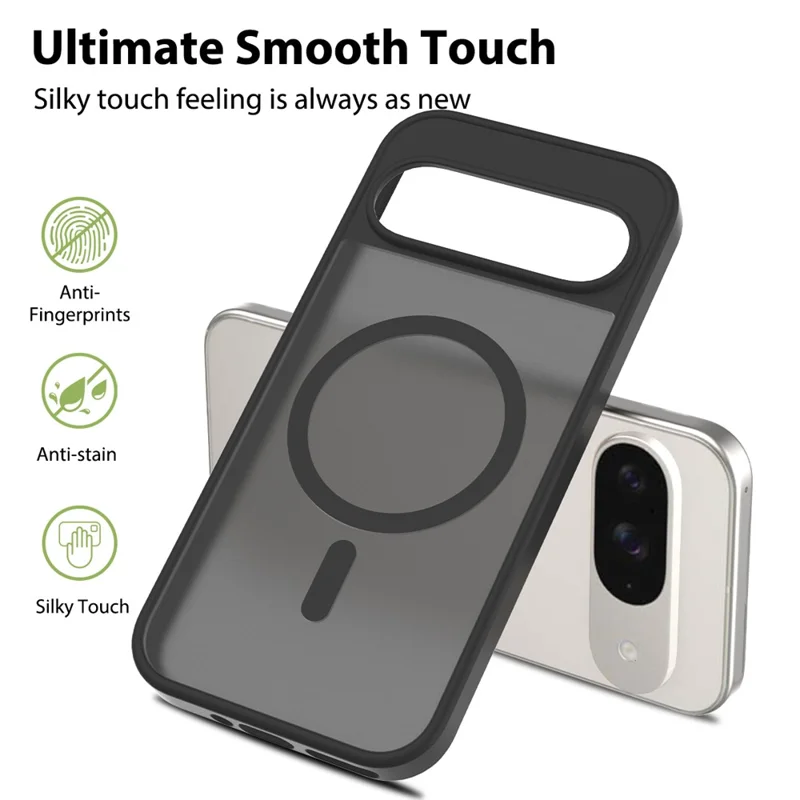 For Google Pixel 9 / 9 Pro Magnetic Case TPU Frame Acrylic Back Phone Cover Skin Touch - Purple