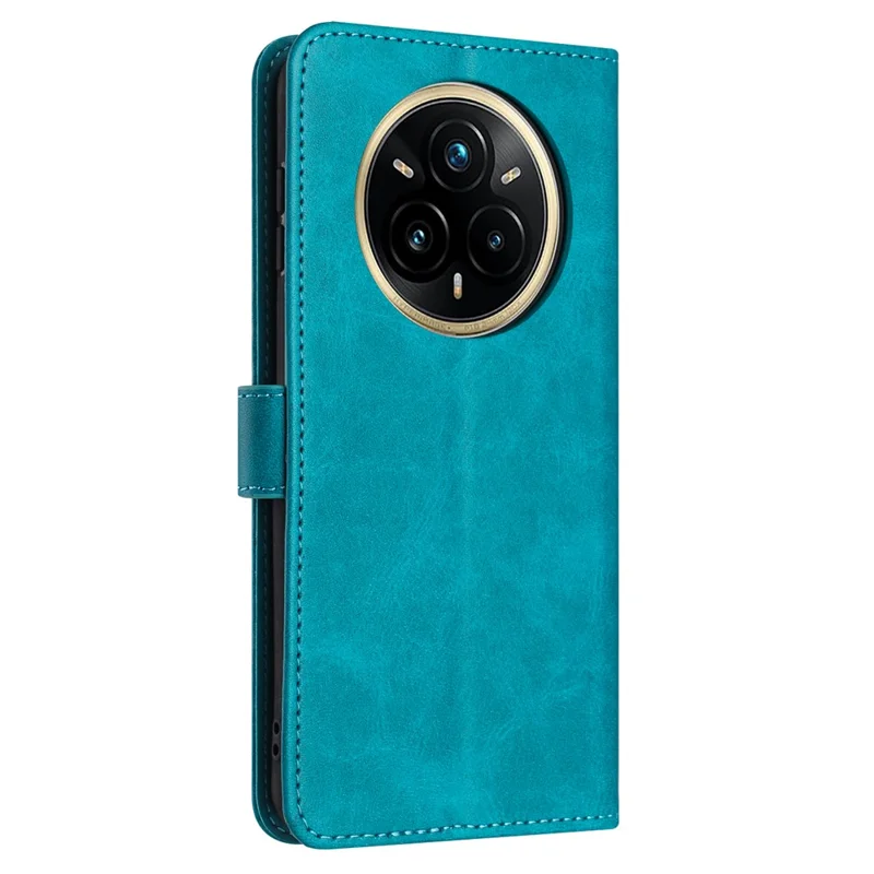 For Realme 14 Pro+ 5G Case Flip Stand PU Leather Wallet Phone Cover Calf Texture - Green