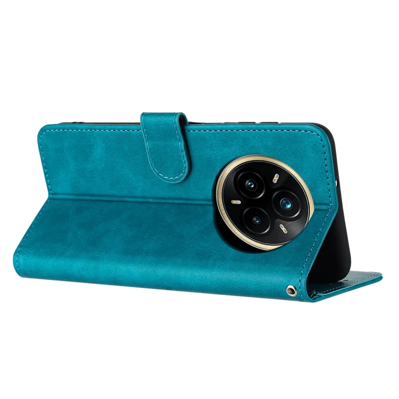 For Realme 14 Pro+ 5G Case Flip Stand PU Leather Wallet Phone Cover Calf Texture - Green