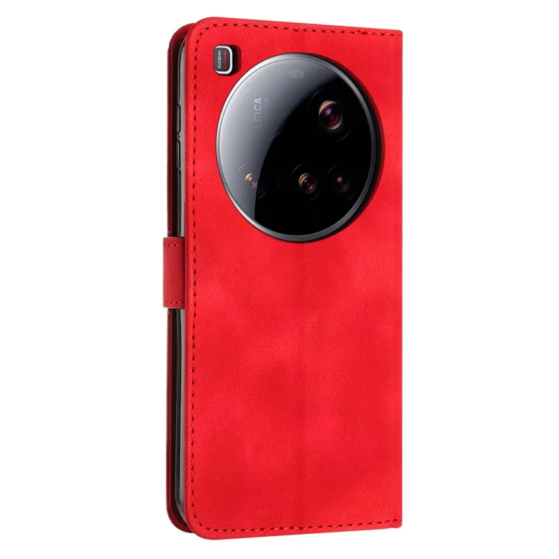 For Xiaomi 15 Ultra Case Handbag Imprinted Triangle Leather Phone Cover - Red