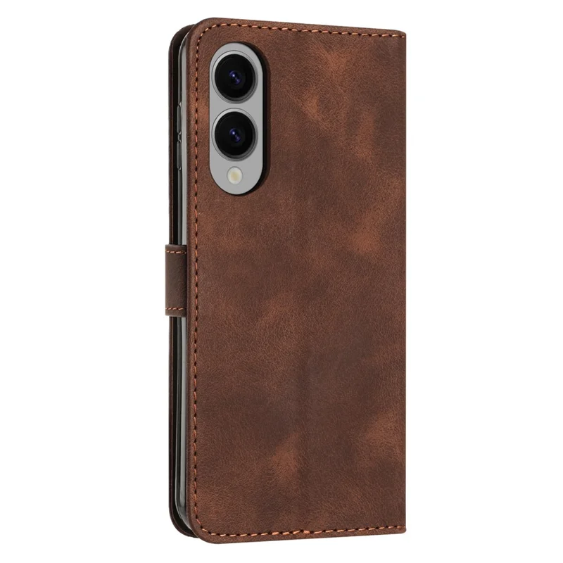 For Samsung Galaxy S25 Edge Case Handbag Imprinted Triangle Leather Phone Cover - Brown