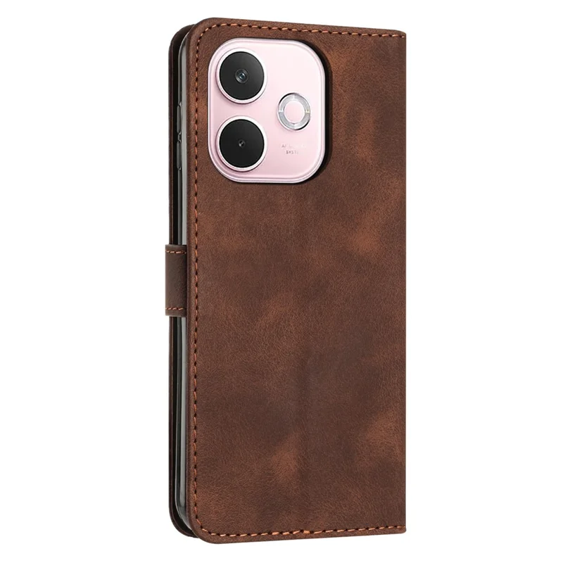 For Oppo A5 Pro 4G (Global) / 5G (Global) / A5 Energy 5G (China) Case Handbag Imprinted Triangle Leather Phone Cover - Brown