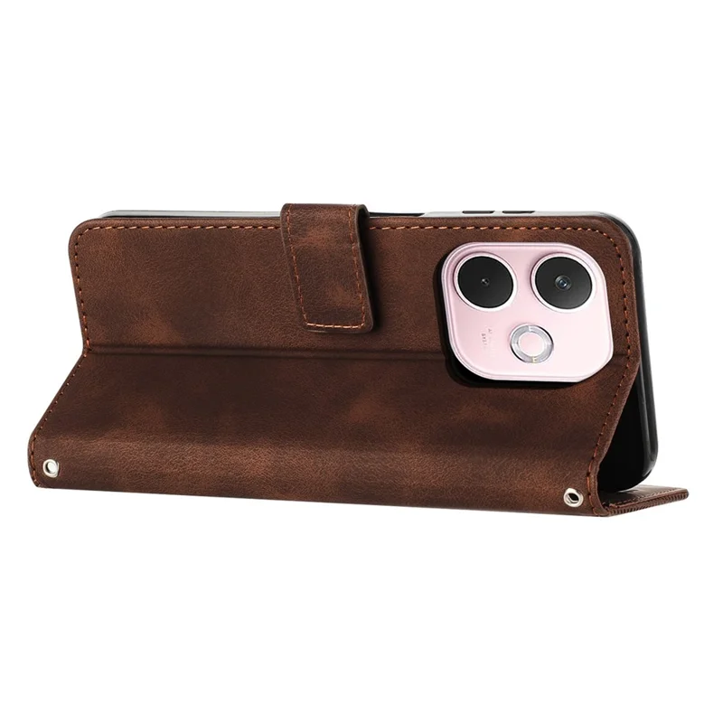 For Oppo A5 Pro 4G (Global) / 5G (Global) / A5 Energy 5G (China) Case Handbag Imprinted Triangle Leather Phone Cover - Brown