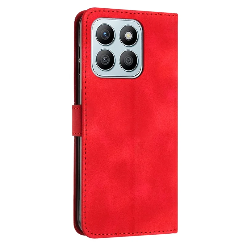 For Honor X8c 4G Case Handbag Imprinted Triangle Leather Phone Cover - Red