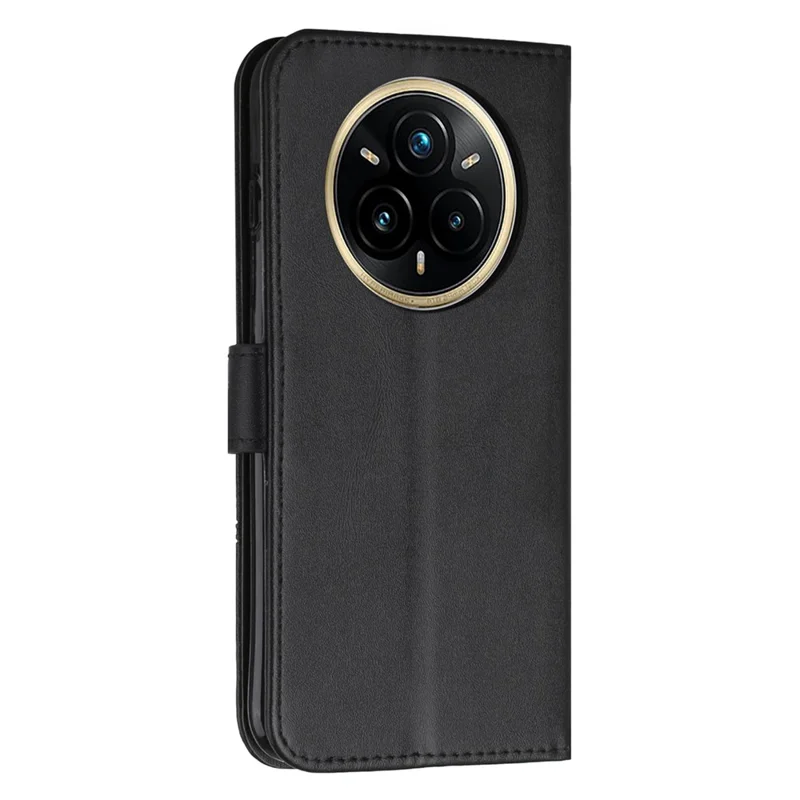 For Realme 14 Pro+ 5G Case Leather Stand Protective Phone Cover - Black